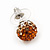 Orange/Citrine/Clear Swarovski Crystal Ball Stud Earrings In Silver Plated Finish -10mm Diameter - view 10