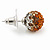 Orange/Citrine/Clear Swarovski Crystal Ball Stud Earrings In Silver Plated Finish -10mm Diameter - view 6
