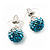 Teal/Light Blue/Clear Swarovski Crystal Ball Stud Earrings In Silver Plated Finish -10mm Diameter - view 5