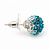 Teal/Light Blue/Clear Swarovski Crystal Ball Stud Earrings In Silver Plated Finish -10mm Diameter - view 6