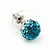 Teal/Light Blue/Clear Swarovski Crystal Ball Stud Earrings In Silver Plated Finish -10mm Diameter - view 3