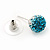 Teal/Light Blue/Clear Swarovski Crystal Ball Stud Earrings In Silver Plated Finish -10mm Diameter - view 4