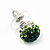 Emerald Green/Grass Green/Clear Swarovski Crystal Ball Stud Earrings In Silver Plated Finish -10mm Diameter - view 4