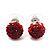 Ruby Red/ Bright Red/ Clear Coloured Swarovski Crystal Ball Stud Earrings In Silver Plated Finish -10mm Diameter - view 3