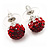Ruby Red/ Bright Red/ Clear Coloured Swarovski Crystal Ball Stud Earrings In Silver Plated Finish -10mm Diameter - view 2