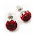 Ruby Red/ Bright Red/ Clear Coloured Swarovski Crystal Ball Stud Earrings In Silver Plated Finish -10mm Diameter - view 6
