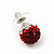 Ruby Red/ Bright Red/ Clear Coloured Swarovski Crystal Ball Stud Earrings In Silver Plated Finish -10mm Diameter - view 7