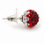 Ruby Red/ Bright Red/ Clear Coloured Swarovski Crystal Ball Stud Earrings In Silver Plated Finish -10mm Diameter - view 4