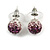 Deep Purple/Lavender/Clear Crystal Ball Stud Earrings In Silver Plated Finish -10mm Diameter - view 7