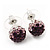 Deep Purple/Lavender/Clear Crystal Ball Stud Earrings In Silver Plated Finish -10mm Diameter - view 6