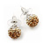 Light Citrine/Champagne/Clear Swarovski Crystal Ball Stud Earrings In Silver Plated Finish -10mm Diameter - view 6