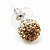 Light Citrine/Champagne/Clear Swarovski Crystal Ball Stud Earrings In Silver Plated Finish -10mm Diameter - view 3