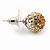 Light Citrine/Champagne/Clear Swarovski Crystal Ball Stud Earrings In Silver Plated Finish -10mm Diameter - view 5