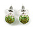 Olive/Grass Green/ Clear Crystal Ball Stud Earrings In Silver Plated Finish -10mm Diameter