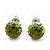 Olive/Grass Green/ Clear Crystal Ball Stud Earrings In Silver Plated Finish -10mm Diameter - view 2