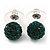 Emerald Green Swarovski Crystal Ball Stud Earrings In Silver Plated Finish - 9mm Diameter