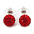Red Swarovski Crystal Ball Stud Earrings In Silver Plated Finish - 9mm Diameter - view 2