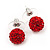 Red Swarovski Crystal Ball Stud Earrings In Silver Plated Finish - 9mm Diameter - view 7