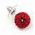 Red Swarovski Crystal Ball Stud Earrings In Silver Plated Finish - 9mm Diameter - view 3