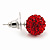 Red Swarovski Crystal Ball Stud Earrings In Silver Plated Finish - 9mm Diameter - view 5