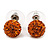 Orange Swarovski Crystal Ball Stud Earrings In Silver Plated Finish - 9mm Diameter - view 2