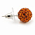 Orange Swarovski Crystal Ball Stud Earrings In Silver Plated Finish - 9mm Diameter - view 4