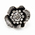 Clear Crystal Textured Flower Stud Earrings In Burn Silver Finish - 2cm Diameter - view 3