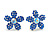 Blue Crystal 'Daisy' Floral Stud Earrings In Silver Metal - 15mm Diameter