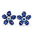 Blue Crystal 'Daisy' Floral Stud Earrings In Silver Metal - 15mm Diameter - view 2