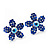 Blue Crystal 'Daisy' Floral Stud Earrings In Silver Metal - 15mm Diameter - view 4