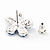 Blue Crystal 'Daisy' Floral Stud Earrings In Silver Metal - 15mm Diameter - view 5