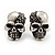 Small Diamante 'Skull' Stud Earrings In Burn Silver Finish - 15mm Length - view 6