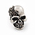 Small Diamante 'Skull' Stud Earrings In Burn Silver Finish - 15mm Length - view 2