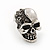 Small Diamante 'Skull' Stud Earrings In Burn Silver Finish - 15mm Length - view 3