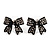 Small Black Diamante 'Bow' Stud Earrings - 15mm Length - view 3