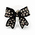 Small Black Diamante 'Bow' Stud Earrings - 15mm Length - view 2