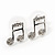 Small Diamante 'Musical Notes' Stud Earrings In Silver Metal - 13mm Length - view 3