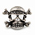 Burn Silver Diamante 'Skull & Crossbones' Stud Earrings - 23mm Length - view 2