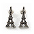 Small Diamante 'Eiffel Tower' Stud Earrings In Burn Silver Finish - 1.7cm Length