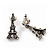 Small Diamante 'Eiffel Tower' Stud Earrings In Burn Silver Finish - 1.7cm Length - view 3