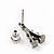 Small Diamante 'Eiffel Tower' Stud Earrings In Burn Silver Finish - 1.7cm Length - view 4
