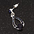 Dark Blue Crystal Teardrop Silver Tone Earrings - 3cm Length - view 6