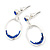 Royal Blue Crystal Oval Silver Tone Earrings - 3cm Length - view 8