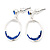Royal Blue Crystal Oval Silver Tone Earrings - 3cm Length - view 9