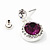 Round Purple/Clear Crystal Stud Earring In Silver Metal - 2.5cm Drop - view 4
