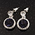Round Cobal Blue /Clear Crystal Stud Earring In Silver Metal - 2.5cm Drop - view 7