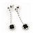 Clear/Emerald Green Crystal Drop Earrings In Silver Finish - 4.5cm Length - view 3