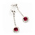Clear/Fuchsia Crystal Drop Earrings In Silver Finish - 4.5cm Length - view 8