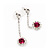 Clear/Fuchsia Crystal Drop Earrings In Silver Finish - 4.5cm Length - view 4