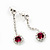Clear/Fuchsia Crystal Drop Earrings In Silver Finish - 4.5cm Length - view 7
